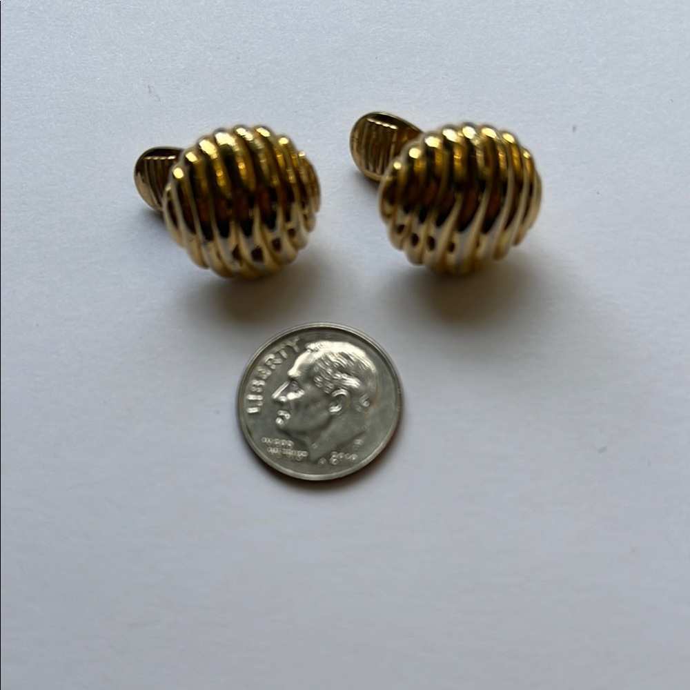 Monet Gold Ribbed Clip on Earrings